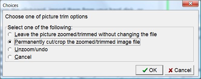 SuperMemo: The list of options presented upon quitting the zoom&trim mode